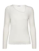 Srfenja Asymmetrical Top Tops T-shirts & Tops Long-sleeved White Soft Rebels