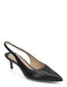 Lolah Burnished Leather Slingback Pump Shoes Heels Pumps Sling Backs Black Lauren Ralph Lauren