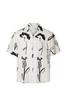 Slhrelax-Rajesh Shirt Ss Aop Tops Shirts Short-sleeved White Selected Homme