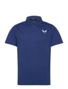 Engineered Knit Polo Tops Knitwear Short Sleeve Knitted Polos Navy Castore