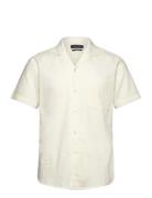 Bowling Cotton Linen Shirt S/S Tops Shirts Short-sleeved Cream Clean Cut Copenhagen