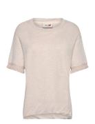 Mmkalu O-Ss Fringe Tee Tops T-shirts & Tops Short-sleeved Beige MOS MOSH