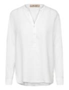 Mmdanna Linen Blouse Tops Blouses Long-sleeved White MOS MOSH