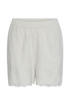 Pcalmina Mw Embroidery Shorts Bc Bottoms Shorts Casual Shorts Cream Pieces