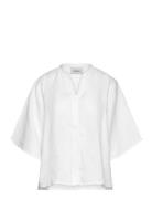 Celia Wavy Linen Shirt Tops T-shirts & Tops Short-sleeved White Ella&il