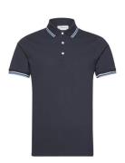 Polo Shirt With Contrast Piping Tops Polos Short-sleeved Navy Lindbergh