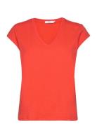 Cc Heart Basic V-Neck T-Shirt Tops T-shirts & Tops Short-sleeved Red Coster Copenhagen