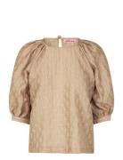 Ulrikke Tops Blouses Short-sleeved Beige Custommade