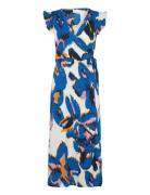 Vipeffi Lira V-Neck S/L Wrap Midi Dress Knælang Kjole Multi/patterned Vila