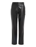 Faux Leather High Rise Straight Bottoms Trousers Leather Leggings-Bukser Black Calvin Klein Jeans