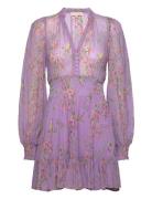 Georgette Mini Dress Designers Short Dress Purple By Ti Mo