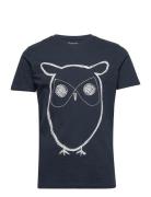 Big Owl Tee - Gots/Vegan Tops T-Kortærmet Skjorte Navy Knowledge Cotton Apparel