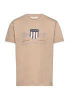 Archive Shield Ss T-Shirt Tops T-Kortærmet Skjorte Beige GANT