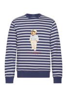 Polo Bear Striped Fleece Sweatshirt Tops Knitwear Round Necks Blue Polo Ralph Lauren