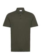 Regular Linen Look Polo - Gots/Vega Tops Polos Short-sleeved Green Knowledge Cotton Apparel