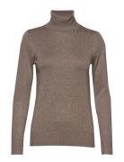 J2046, Milasz Rollneck Pullover Tops Knitwear Turtleneck Brown Saint Tropez