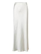 Satin Maxi Skirt Lang Nederdel White Gina Tricot