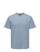 Onsmax Life Ss Stitch Tee Noos Tops T-Kortærmet Skjorte Blue ONLY & SONS