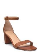 Logan Burnished Leather Sandal Sandal Med Hæl Brown Lauren Ralph Lauren