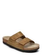 Slhbastian Suede Strap Slider Shoes Summer Shoes Sandals Brown Selected Homme