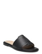 Slfisabella Leather Slider Shoes Mules & Slip-ins Flat Mules Black Selected Femme