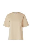 Slflisa Hankie Ss O-Neck Tee Tops T-shirts & Tops Short-sleeved Beige Selected Femme