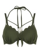 Scallop Pd Swimwear Bikinis Bikini Tops Wired Bikinitops Khaki Green Hunkemöller