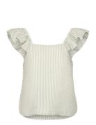 Slfvittoria Striped Ruffle Sleeve Top B Tops Blouses Sleeveless White Selected Femme
