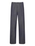 Flint Wide Slub Yarn Pants - Gots/V Bottoms Trousers Casual Grey Knowledge Cotton Apparel