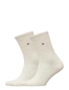 Th Women Sock Casual 2P Underwear Socks Regular Socks Cream Tommy Hilfiger