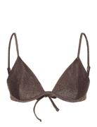 Swim Bra Line Wire Lurex Swimwear Bikinis Bikini Tops Triangle Bikinitops Brown Lindex