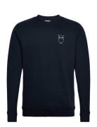 Small Owl Chest Print Sweat - Gots/ Tops Sweatshirts & Hoodies Sweatshirts Navy Knowledge Cotton Apparel