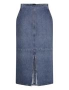 Dnm Midi Skirt Hw Beth Ctd Knælang Nederdel Blue Tommy Hilfiger