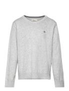 Shield Classic Cotton C-Neck Tops Knitwear Pullovers Grey GANT