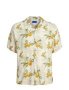 Jorluke Tampa Aop Shirt Ss Sn Tops Shirts Short-sleeved Cream Jack & J S