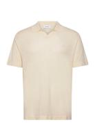 Emmanuel Polo Knit Tops Knitwear Short Sleeve Knitted Polos Cream Les Deux