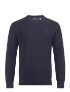 Textured Cotton Crewneck Sweater Tops Knitwear Round Necks Navy Polo Ralph Lauren