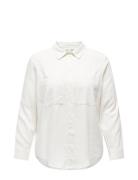 Carcaro L/S Ovs Linen Shirt Tlr Tops Shirts Long-sleeved White ONLY Carmakoma