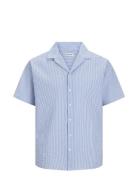 Jjaydan Seersucker Resort Shirt Ss Tops Shirts Short-sleeved Blue Jack & J S