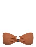 Glitter Bikini Detail Top Swimwear Bikinis Bikini Tops Bandeau Bikinitops Brown Gina Tricot