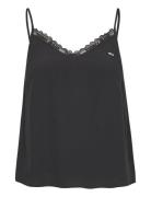 Tjw Essential Lace Strappy Top Tops T-shirts & Tops Sleeveless Black Tommy Jeans