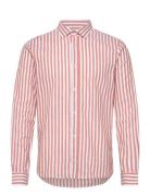 Jamie Cotton Linen Striped Shirt Ls Tops Shirts Casual Orange Clean Cut Copenhagen