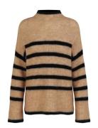 Ovalis Knit T-Neck Tops Knitwear Jumpers Beige Second Female