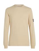 Badge Waffle Ls Tee Tops Sweatshirts & Hoodies Sweatshirts Beige Calvin Klein Jeans