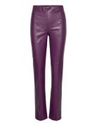Slkaylee Straight Pants Bottoms Trousers Leather Leggings-Bukser Purple Soaked In Luxury