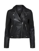 Slfkatie Leather Jacket B Noos Læderjakke Skindjakke Black Selected Femme