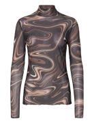 Cc Heart Eve Mesh Turtleneck Tops Blouses Long-sleeved Brown Coster Copenhagen