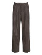 Enzo - Casual Linen Stripe Bottoms Trousers Wide Leg Brown Day Birger Et Mikkelsen