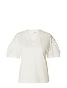 Slfcarli Ss V-Neck Tee Tops T-shirts & Tops Short-sleeved White Selected Femme