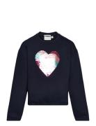 Sequin Artwork Sweatshirt Tops Sweatshirts & Hoodies Sweatshirts Navy Tom Tailor